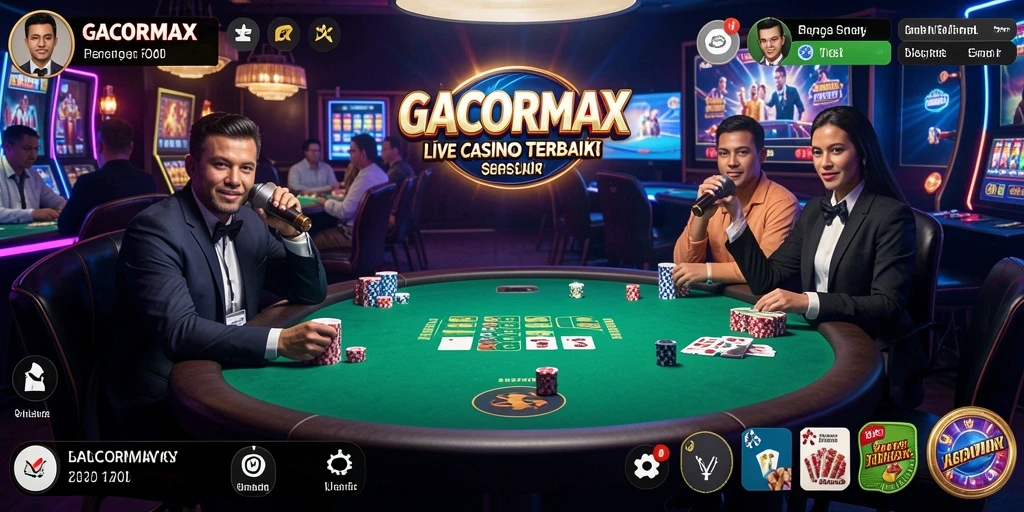 Screenshot GACORMAX menampilkan dealer live sedang berinteraksi dengan pemain.