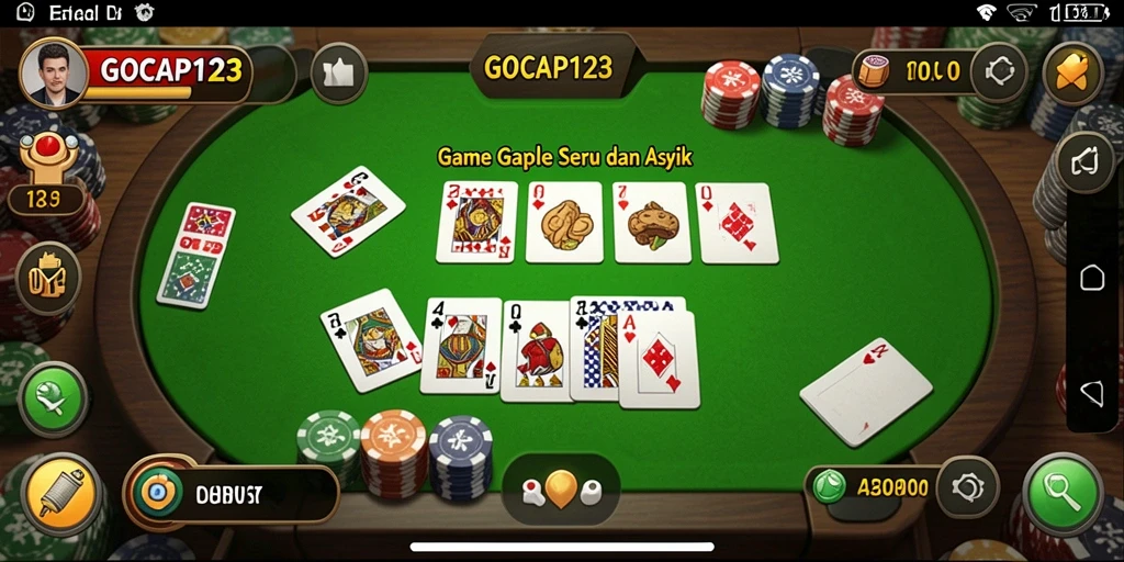 Screenshot gameplay GOCAP123 menampilkan suasana permainan Gaple yang seru.