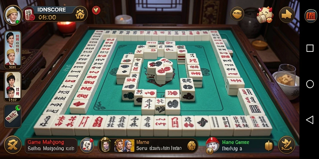 Tampilan gameplay Mahjong yang seru di IDNSCORE.