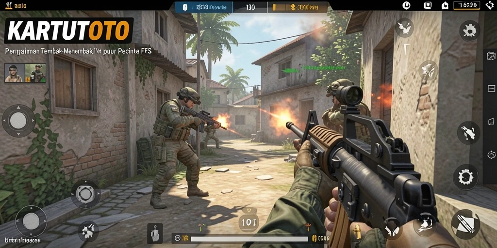 Screenshot KARTUTOTO menampilkan aksi tembak-menembak seru dari gameplay FPS.