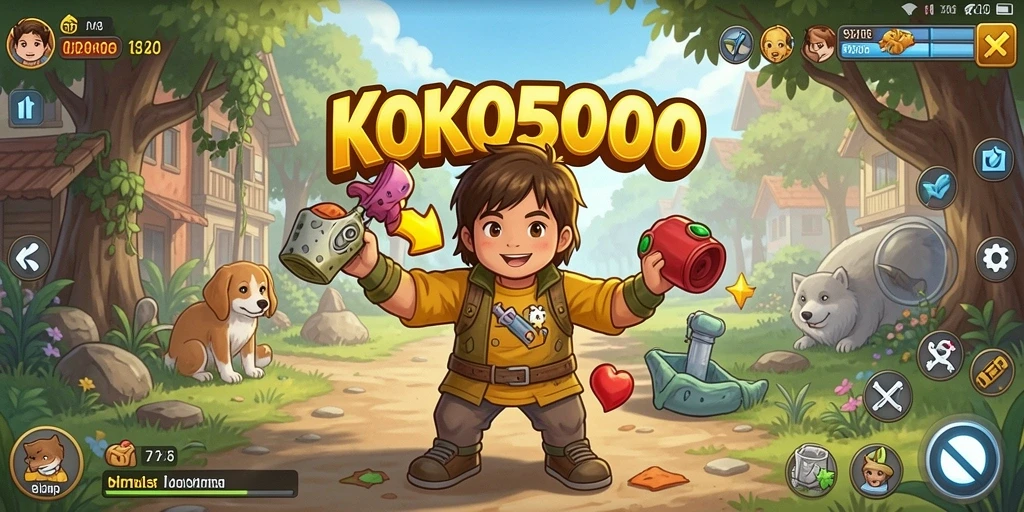 Screenshot KOKO5000 menampilkan aktivitas seru dalam gameplay simulasi.