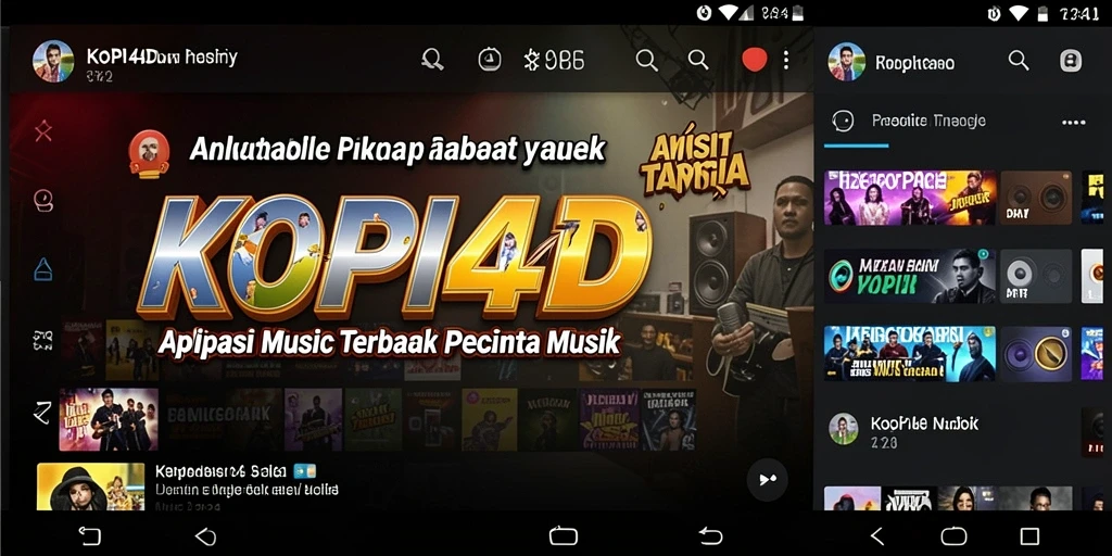 Tampilan utama KOPI4D dengan pilihan lagu yang menarik.