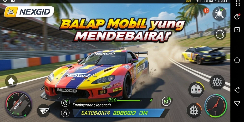 Tampilan gameplay seru dari balapan mobil di NEXGID.