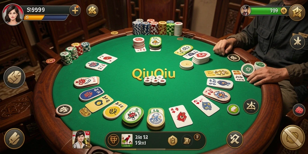 Screenshot gameplay S9S9 menunjukkan kartu QiuQiu yang menarik.