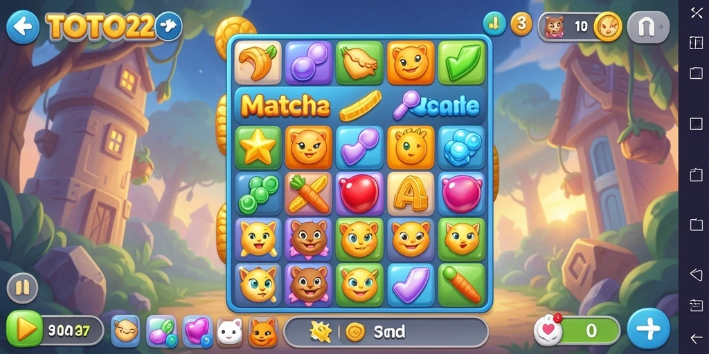 Tampilan menarik dari gameplay Match-3 TOTO22 yang seru.